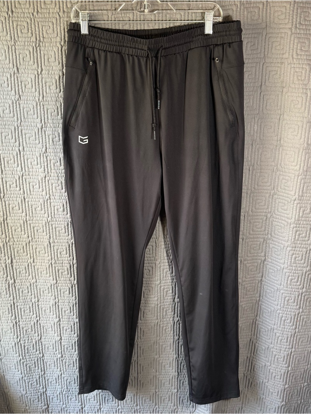 G Gradual Mens XL Black Track Pants Workout Athletic Sweatpants Zipper Pockets